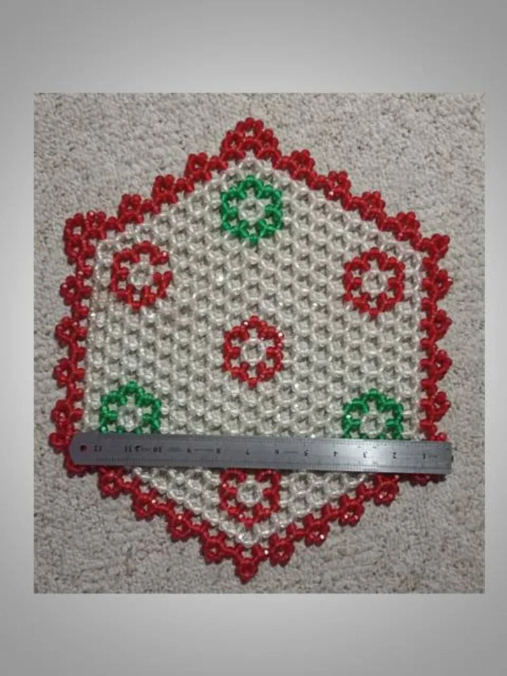 Large Christmas fully beaded doily